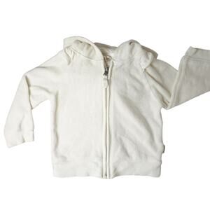Burt's Bees Organic‎ Cotton Velour Hooded Zip Sweater Cream Baby Size 18 months